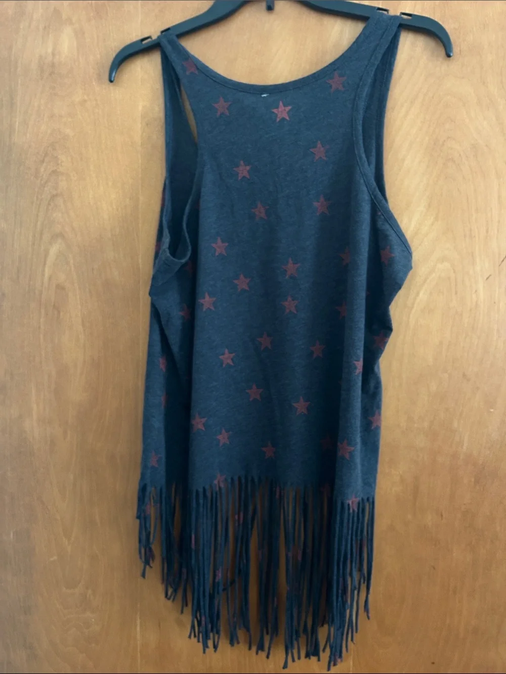 Shyanne Fringe Tank Top with White Script and Red Stars - Picture 3 of 5